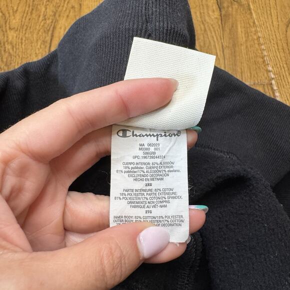 Vintage Champion Sweatpants Womens Sz 2XL Black Reverse Weave Braided Side - Picture 7 of 7